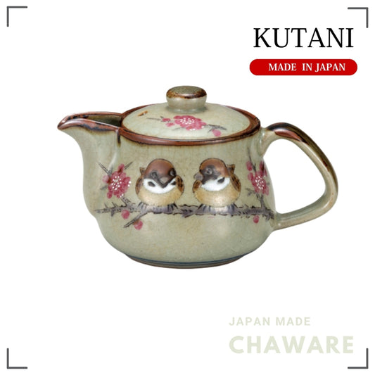Kutani Ware Teapot Sparrow Kyusu Japanese Ceramic Pot Handmade Traditional Made in Japan
