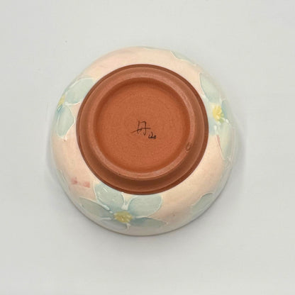 Japanese Matcha Bowl Blue Sakura Mino Ware Handcrafted Chawan Tea Ceremony Made in Japan