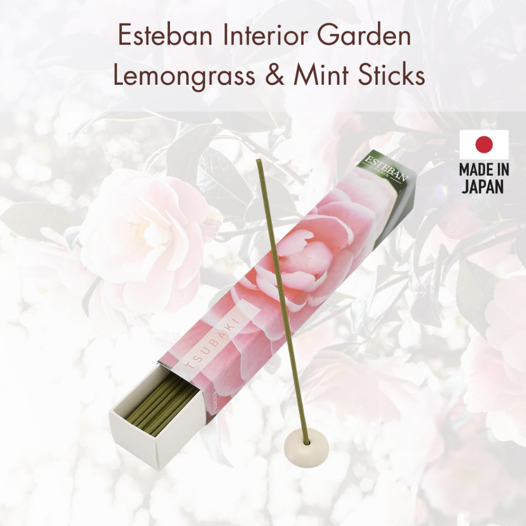 Esteban Interior Garden Lemongrass & Mint Sticks 40 pcs Incense with Holder Made in Japan