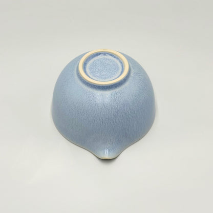 Japanese Mino Ware Blue Crystal Katakuchi Matcha Bowl Handcrafted Ceramic Tea Ceremony