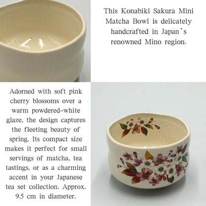 Mini Matcha Bowl Made in Japan – Konabiki Sakura Chawan – Mino Ware Japanese Tea Cup chaware
