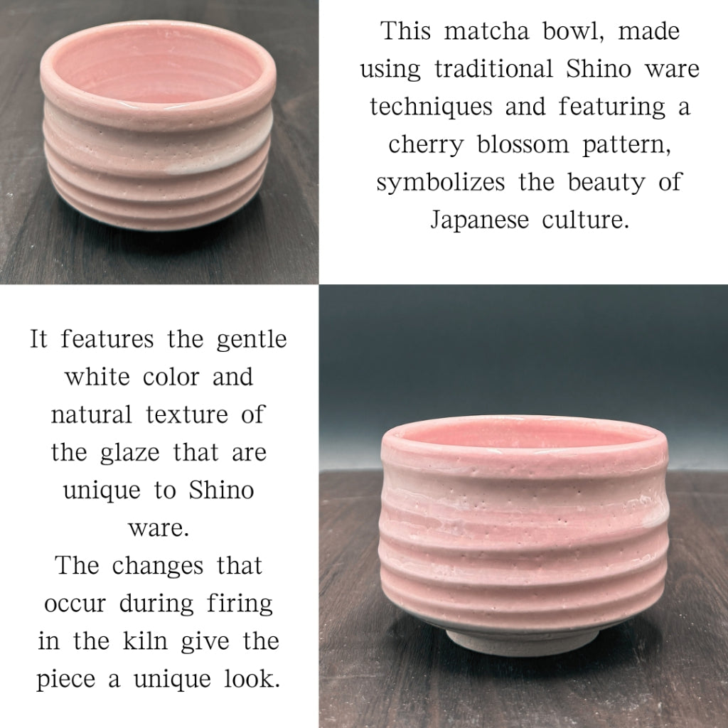 Matcha Bowl Sakurashino – Japanese Chawan Tea Cup, Made in Japan, Minoyaki, Sakura Glaze