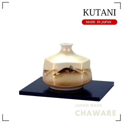 Kutani Ware Single Flower Vase 4.5in – Gold Leaf Mountain Range Design | Made in Japan