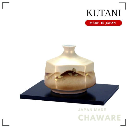 Kutani Ware Single Flower Vase 4.5in – Gold Leaf Mountain Range Design | Made in Japan