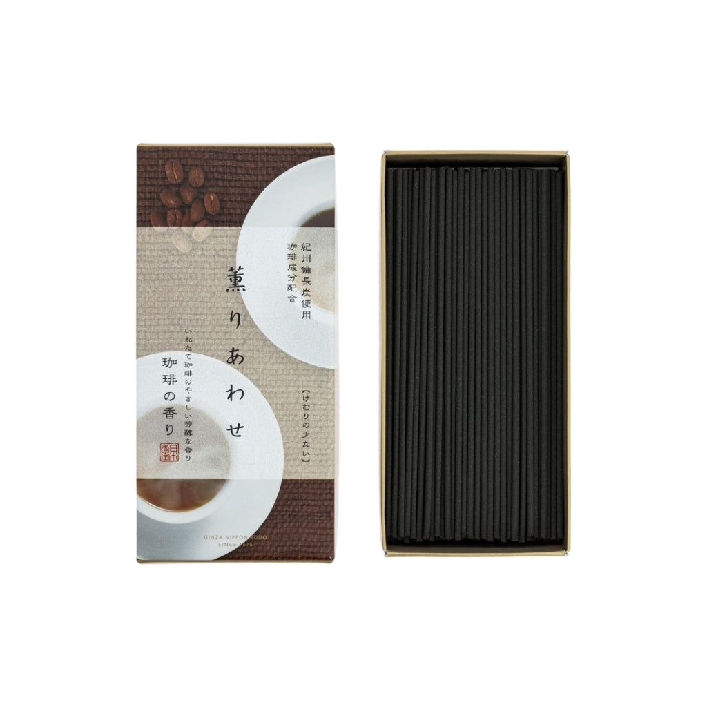 Japanese Incense Sticks - Green Tea and Coffee Scents, 140mm Length, 90g Content, Aromatic Blends