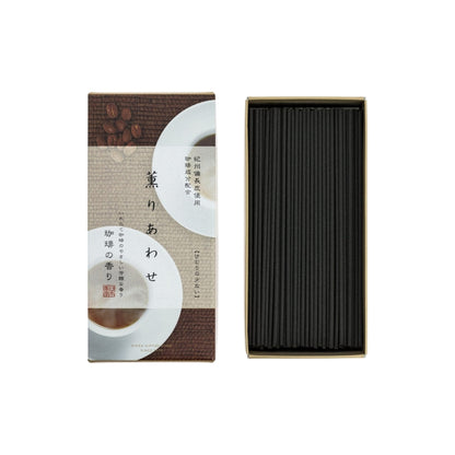 Japanese Incense Sticks - Green Tea and Coffee Scents, 140mm Length, 90g Content, Aromatic Blends
