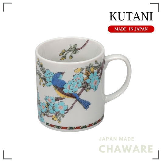 Kutani Ware Mug – Cherry Blossom with Blue Bird Design | Made in Japan