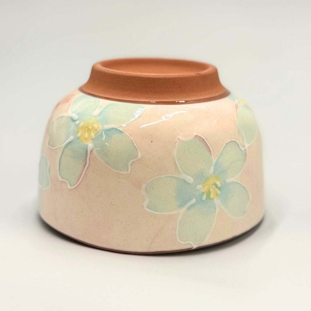 Japanese Matcha Bowl Blue Sakura Mino Ware Handcrafted Chawan Tea Ceremony Made in Japan