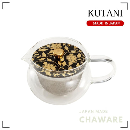 Kutani Ware NAGOMI Teapot with Kinrande Design Black | Made in Japan