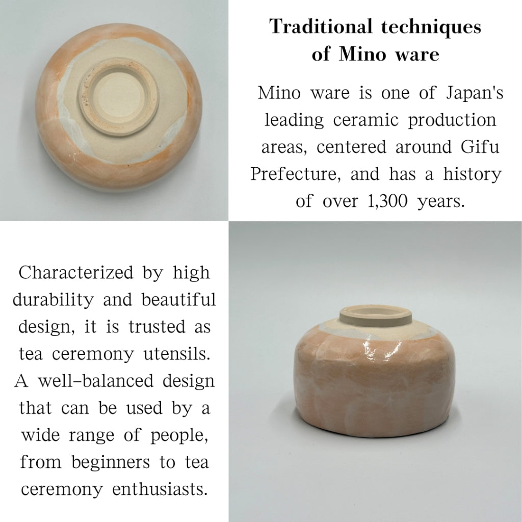 Matcha Bowl Orange Shino Tataki Chawan Japanese Tea Cup Made in Japan Unique Textured Glaze