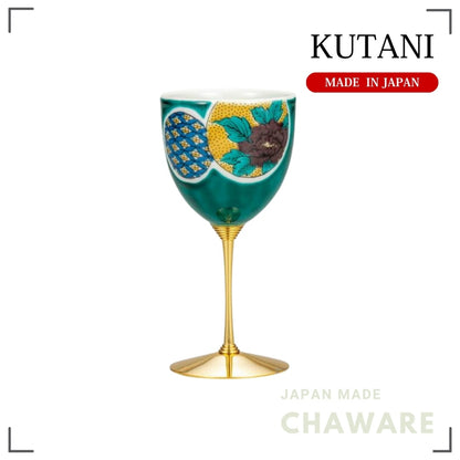 Kutani Ware Wine Cup – Green Circle Pattern | Handcrafted in Japan