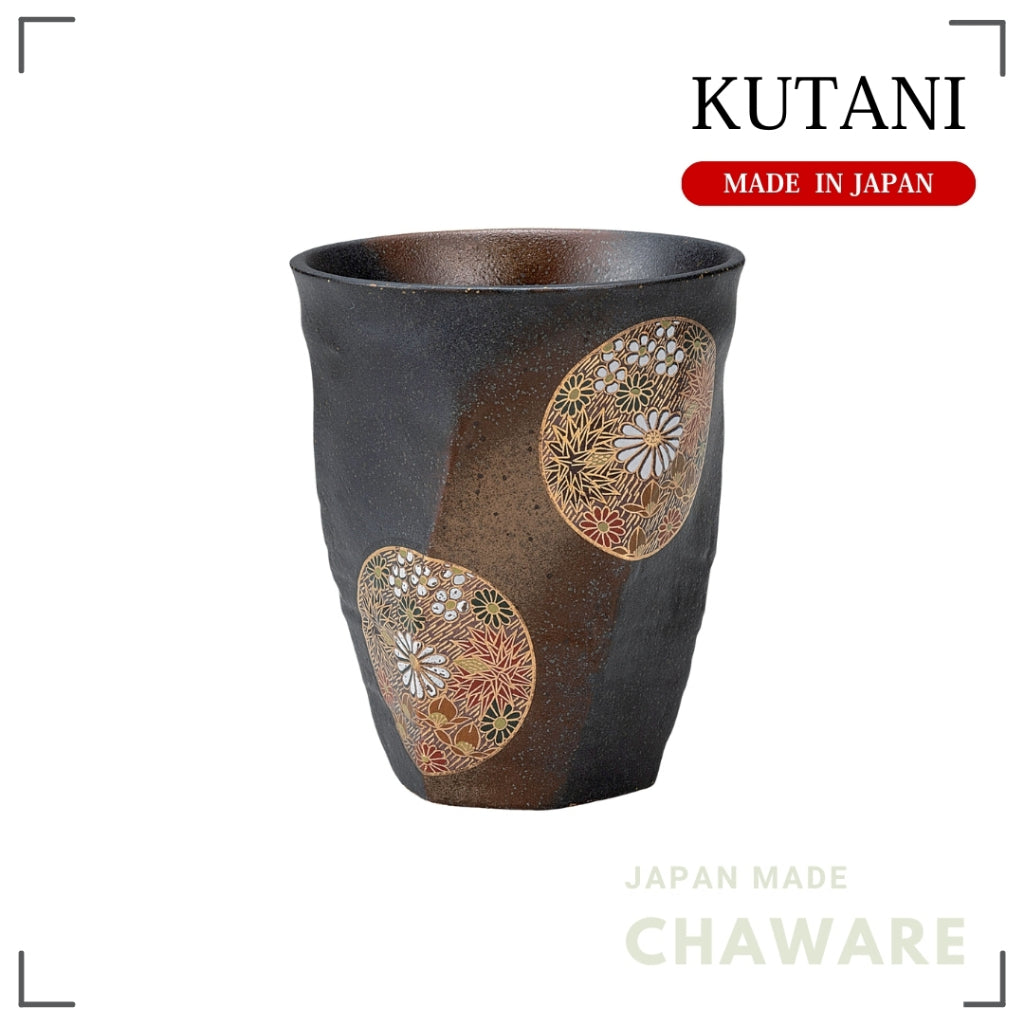 Kutani Ware Free Cup – Gold Flower Round Motif | Made in Japan