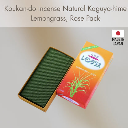 Koukan-do Incense: Natural Kaguya-hime Lemongrass, Rose Pack, Approximately 120g #C-552