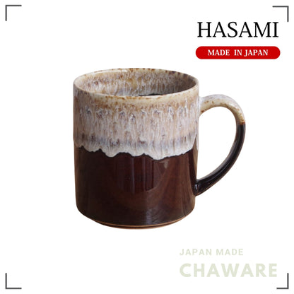 Hasami Tall Mug 350ml Brown Folk Design Large Coffee Cup Japanese Ceramic Made in Japan