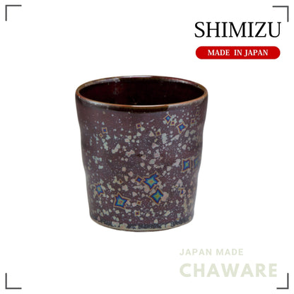 Kyo Ware Kiyomizu Red Shining Rainbow Shochu Cup Japanese Handcrafted Pottery