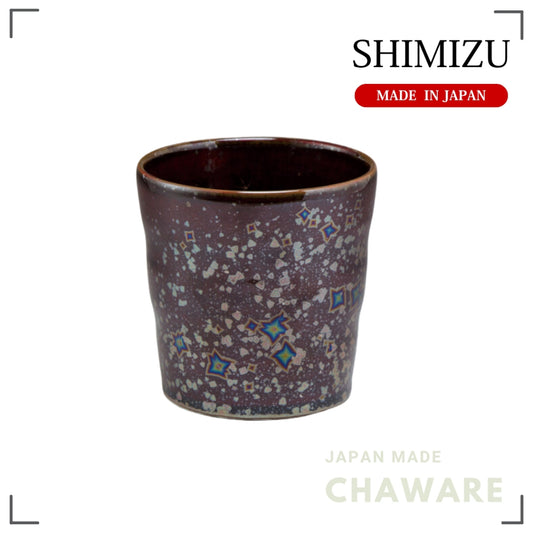 Kyo Ware Kiyomizu Red Shining Rainbow Shochu Cup Japanese Handcrafted Pottery