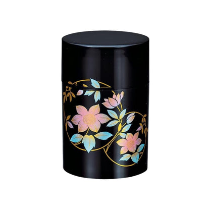 Nakatani Brothers Trading Company Yamanaka Lacquerware Tea Canister (with Inner Lid) Black Tessen 37-3413
