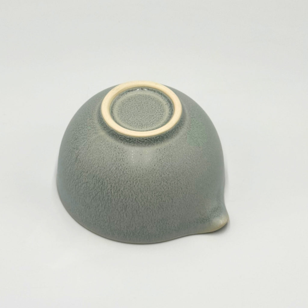 Japanese Mino Ware Green Crystal Katakuchi Matcha Bowl Handcrafted Ceramic Tea Bowl Made in Japan