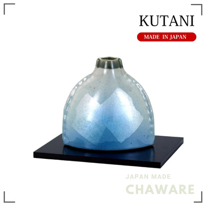 Kutani Ware Single Flower Vase 4.5in – Silver Glaze Ginsai Design | Made in Japan