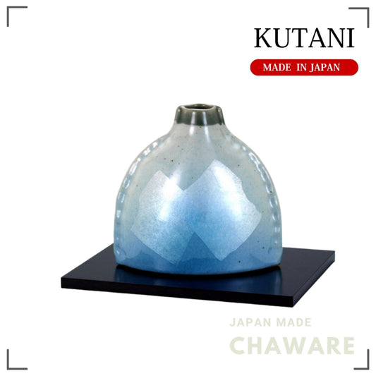 Kutani Ware Single Flower Vase 4.5in – Silver Glaze Ginsai Design | Made in Japan
