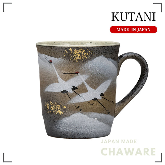 Kutani Ware Mug – Gold Leaf Cranes by Toyoshi Yamada | Made in Japan