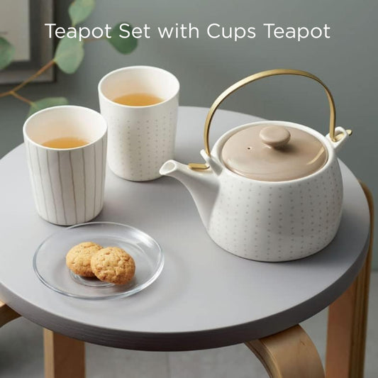 [Dolce duo] Teapot Set with Cups Teapot, yunomi (Japanese teacup), cups, and strainer included Tea Set Gift Set Ceramic 