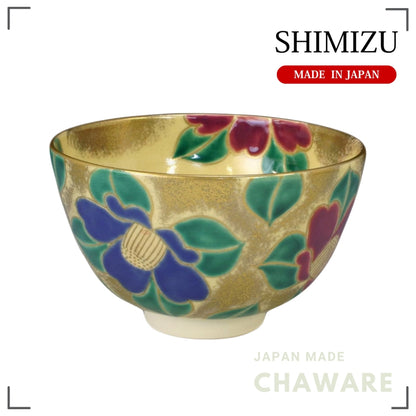 Kyo Ware Kiyomizu Ware Jozan Kiln Matcha Bowl Nishiki Tsubaki tak113 Japanese Chawan