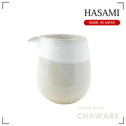 Hasami Ware Katakuchi Sake Pourer White Glaze Karatsu Nagashi Japanese Pottery
