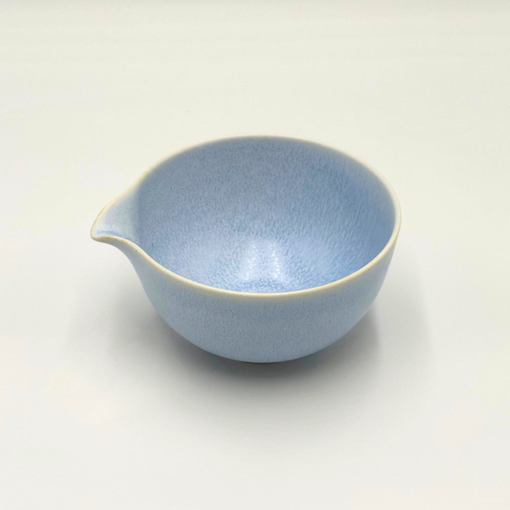 Japanese Mino Ware Blue Crystal Katakuchi Matcha Bowl Handcrafted Ceramic Tea Ceremony