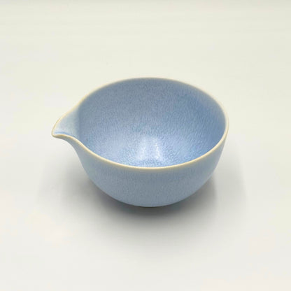 Japanese Mino Ware Blue Crystal Katakuchi Matcha Bowl Handcrafted Ceramic Tea Ceremony