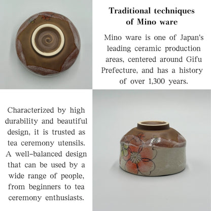 Blossom Mini Matcha Bowl – Japanese Tea Cup Chawan – Mino Ware – Made in Japan – Pink Floral Design
