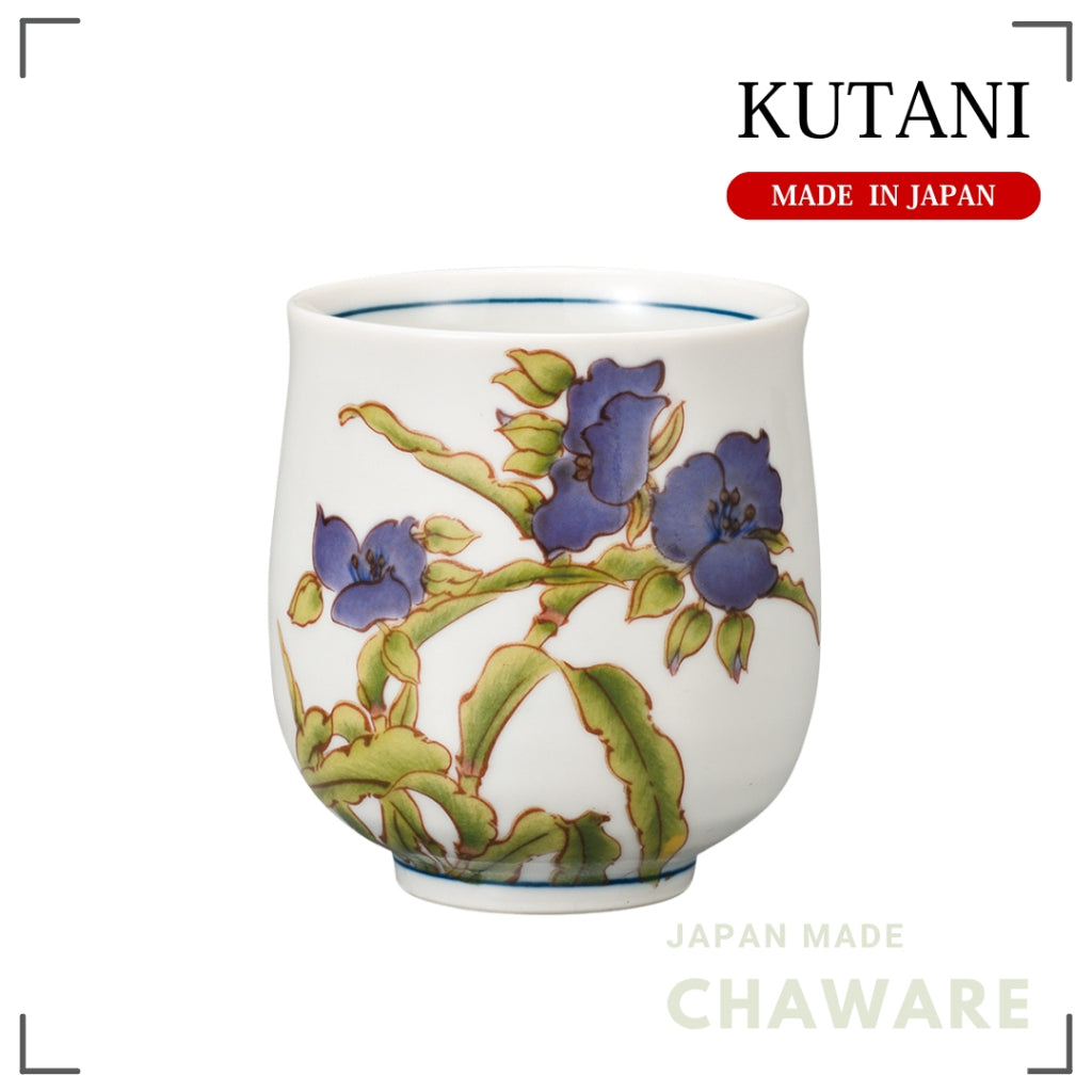 Kutani Ware Yunomi Tea Cup – Asiatic Dayflower (June) | Made in Japan