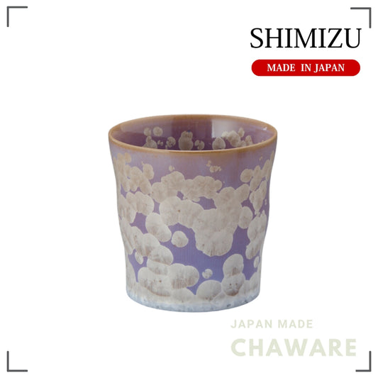Japanese Flower Crystal Shochu Cup Light Wisteria Handcrafted Ceramic Drinkware