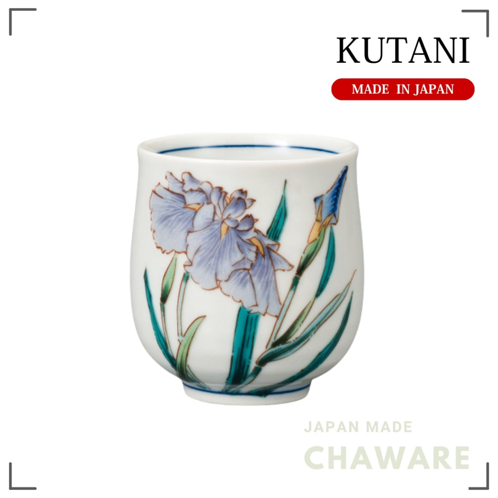 Kutani Ware Yunomi Tea Cup – Iris Flower (May) | Made in Japan