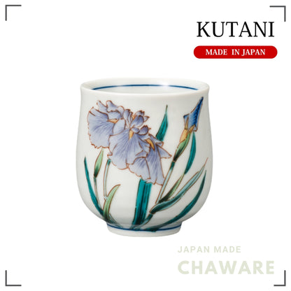 Kutani Ware Yunomi Tea Cup – Iris Flower (May) | Made in Japan