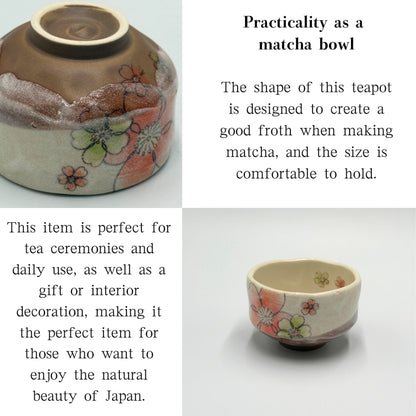 Blossom Mini Matcha Bowl – Japanese Tea Cup Chawan – Mino Ware – Made in Japan – Pink Floral Design