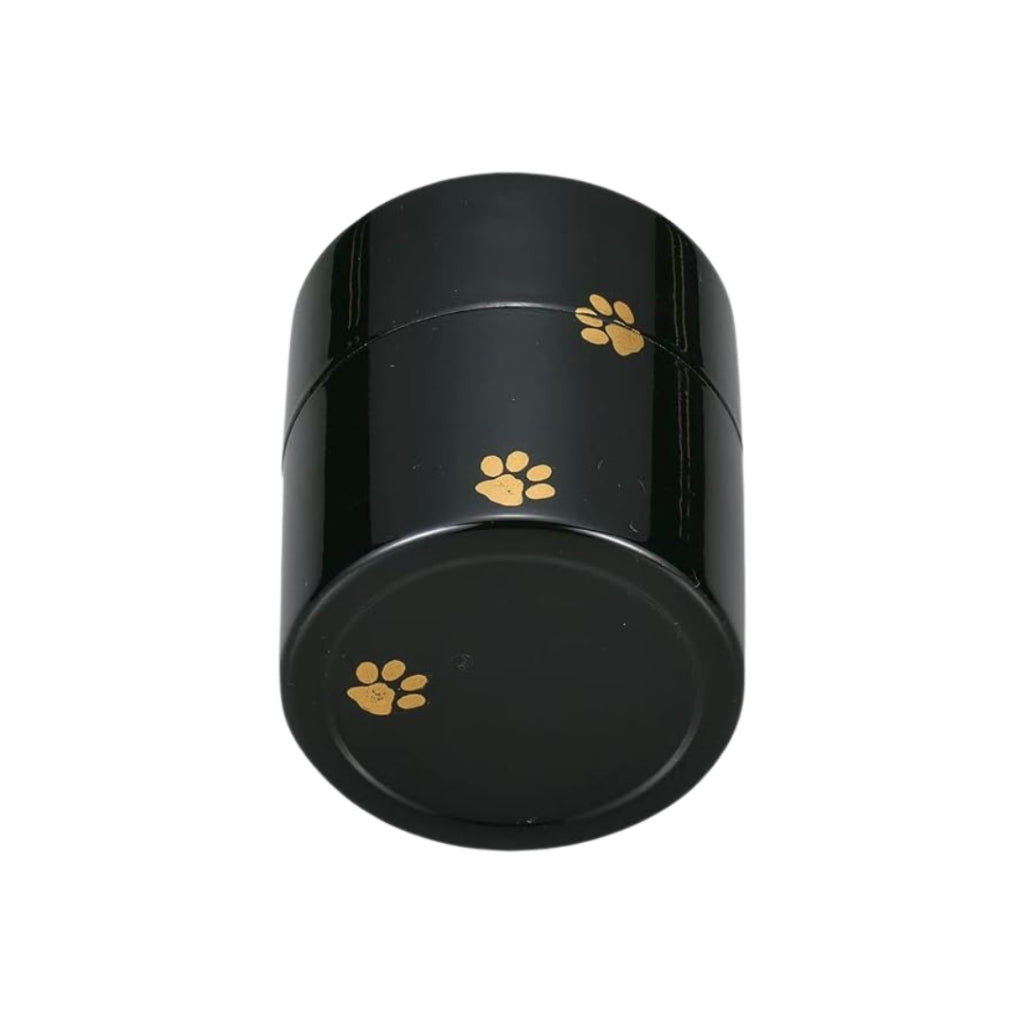 Nakatani Brothers Co. "Yamanaka Lacquerware" Durable Mini Tea Caddy (Black with Inner Lid) Temari Cat 36-4111