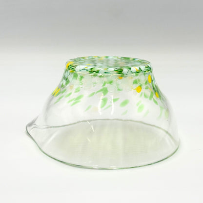 Matsugaoka Glass Katakuchi Matcha Bowl Wakakusa | Handmade Japanese Tea Chawan 380cc