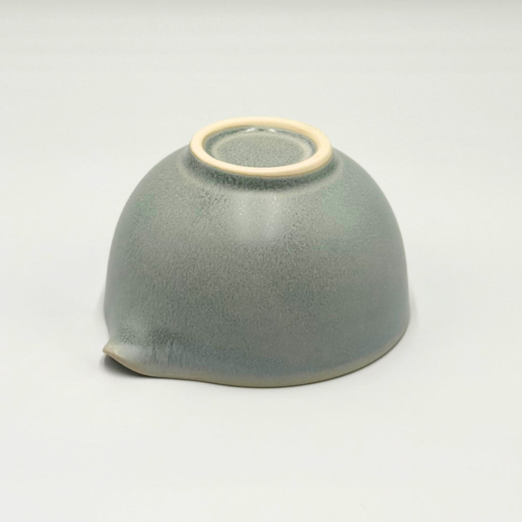 Japanese Mino Ware Green Crystal Katakuchi Matcha Bowl Handcrafted Ceramic Tea Bowl Made in Japan