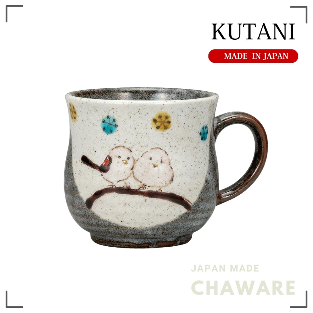 utani Ware Mug Cup Shimaenaga Bird Design Hand-Painted Japanese Ceramic Made in Japan