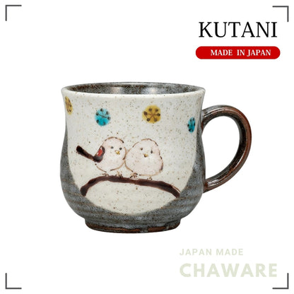 utani Ware Mug Cup Shimaenaga Bird Design Hand-Painted Japanese Ceramic Made in Japan
