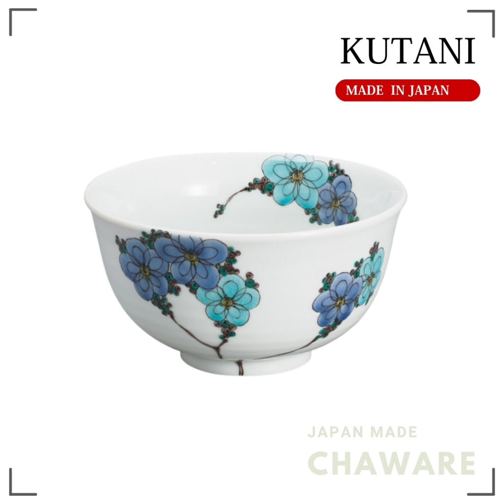 Kutani Ware 5-inch Bowl Blue Floral Pattern | Made in Japan