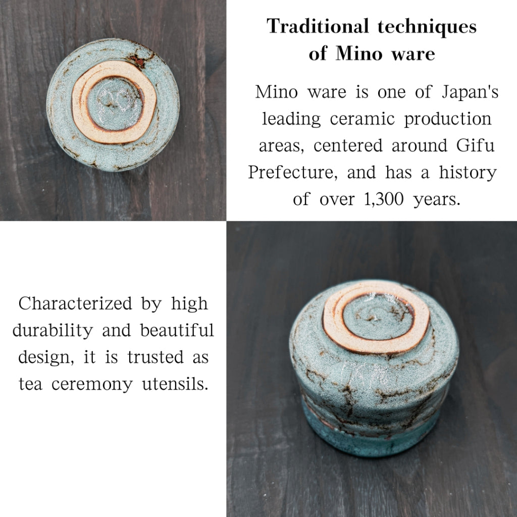 Matcha Bowl Aoshino Hime – Japanese Minoyaki Chawan Tea Cup, Made in Japan, Elegant Blue Glaze