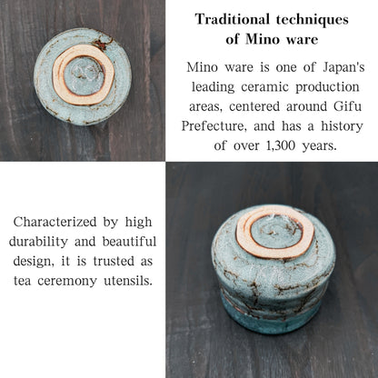 Matcha Bowl Aoshino Hime – Japanese Minoyaki Chawan Tea Cup, Made in Japan, Elegant Blue Glaze