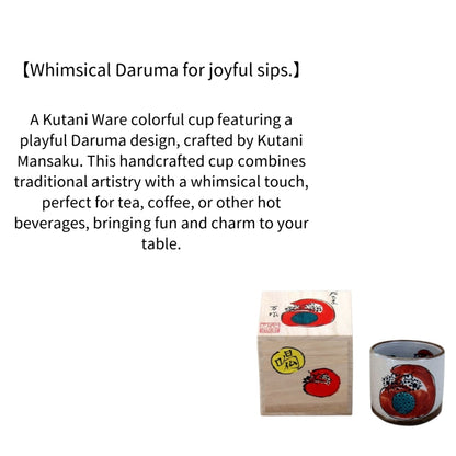 Kutani Ware Colorful Cup Daruma by Kutani Mansaku | Made in Japan