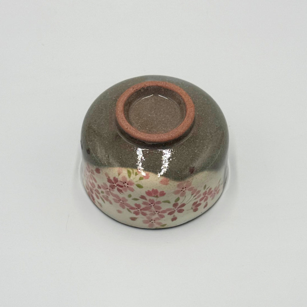Japanese Mino Ware Mini Matcha Bowl White Glaze Pink Sakura Cherry Blossom Tea Ceremony Made in Japan