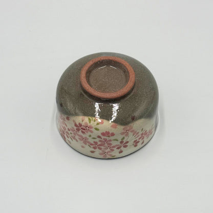 Japanese Mino Ware Mini Matcha Bowl White Glaze Pink Sakura Cherry Blossom Tea Ceremony Made in Japan
