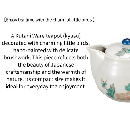 Kutani Ware Teapot Kyusu Little Bird Design Hand-Painted Japanese Ceramic Pot Made in Japan