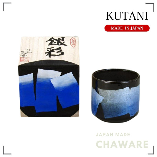 Kutani Ware Colorful Cup “Silver Accent” Blue | Made in Japan