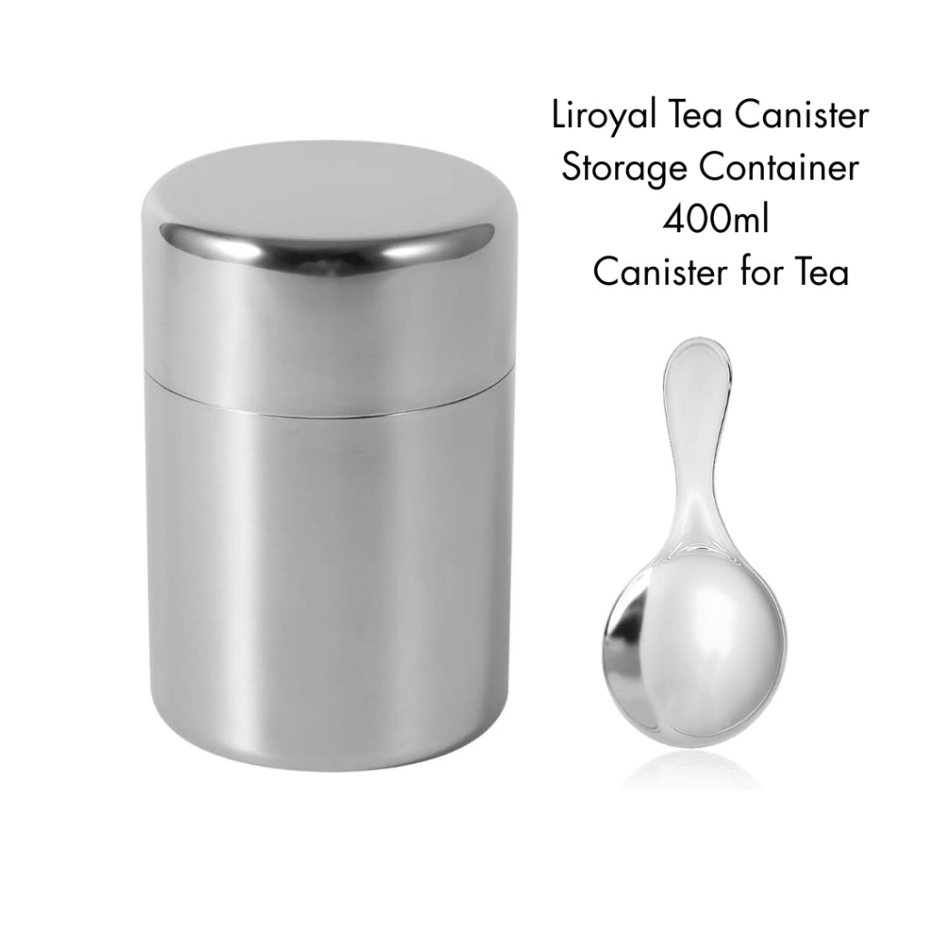 Liroyal Tea Canister Storage Container 400ml Canister for Tea, Coffee, and Black Tea, Stainless Steel, Good Sealing, Lig